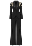 Necalli Crystal Shoulders Suit In Black