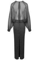 Raelira Long Sleeve Polka Dot Maxi Dress In Black