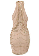 Drynthia Halter Chain Detail Mini Dress In Nude