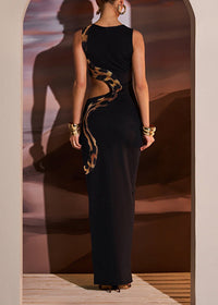 Dualyte Snake Printed Cutout Maxi Dress