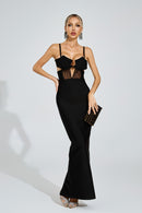 Phelia Mesh Insert Maxi Dress In Black