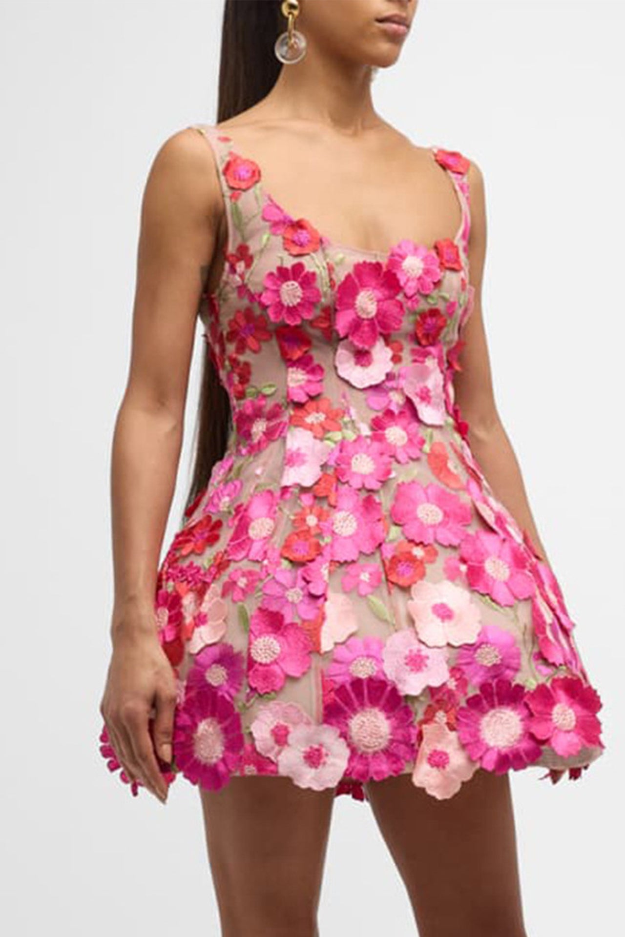 Lianne Floral Embellishment Mini Dress In Pink