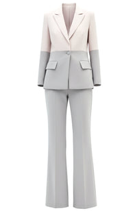 Faruk Colorblock Suit In Grey Ivory