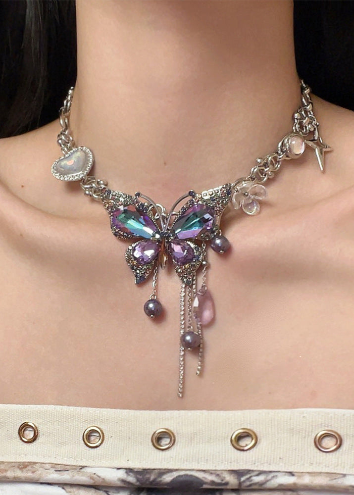 Jyxara Teardrop Tassel Butterfly Necklace