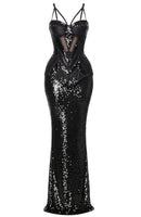 Limon Floral Sequin Bustier Maxi Dress In Black