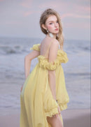 Exvira Spaghetti Ruffle Asymmetric Dress