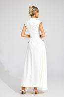 Quintus Sleeveless Irregular Hem Maxi Dress In White