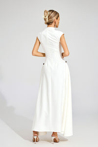 Quintus Sleeveless Irregular Hem Maxi Dress In White