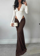 Solanki Plunge Neck Ruched Maxi Dress