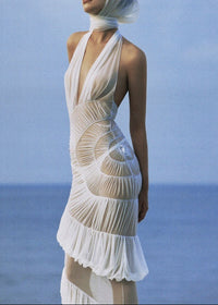 Rohak Halter Ruched Ruffle Maxi Dress In White