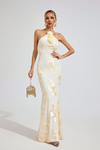 Ritera Raw White Strapless Maxi Dress