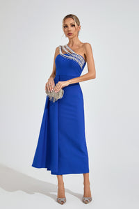 Evolia Strapless Diamond Maxi Dress In Blue