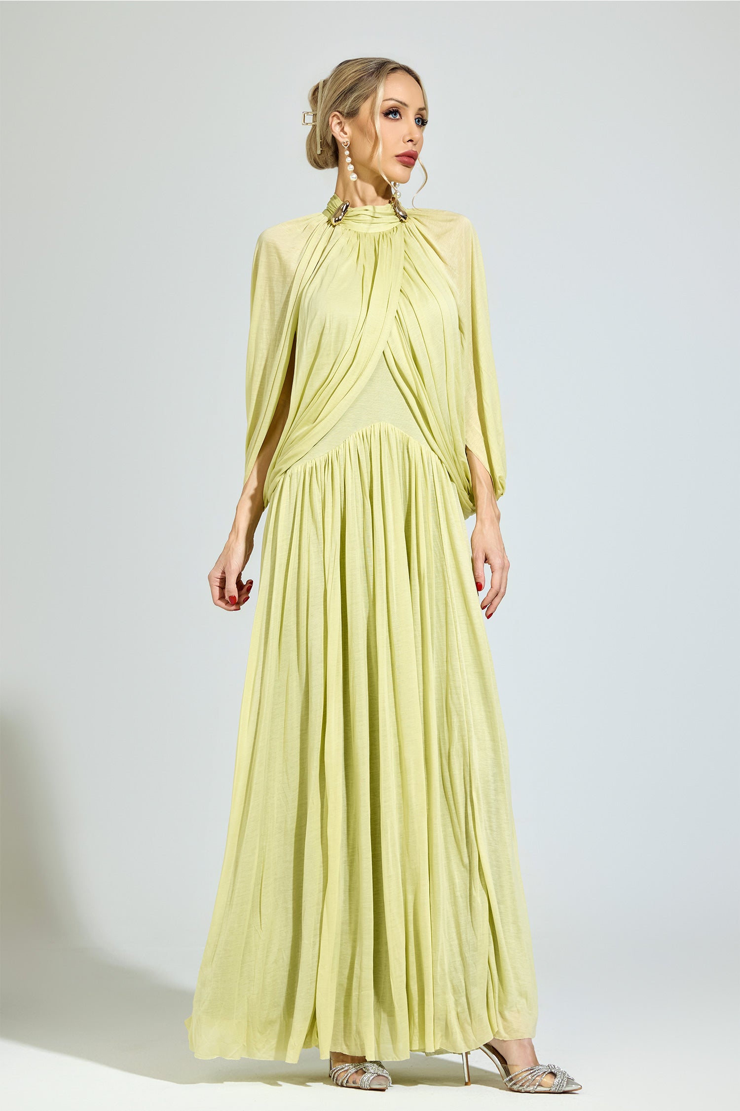 Nervion Green Pleated Sweater Dress