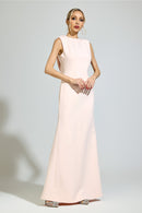 Ovelune Pink Backless Formal Dress