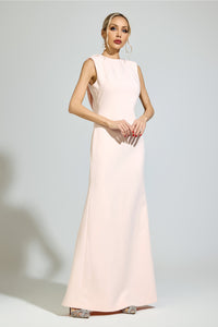 Ovelune Pink Backless Formal Dress