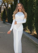 Simran Round Neck Ribbon Knot Maxi Dress In White