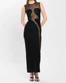 Nakia Sleeveless Mesh Insert Maxi Dress In Black