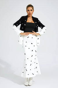 Daryle Polka Dot Sequins Blazer Set In White