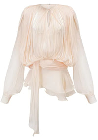 Liorahelle Long Sleeve Draped Ruffle Two Piece Dress In Ivory