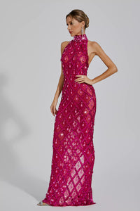 Cate Rose Red Diamond Maxi Dress