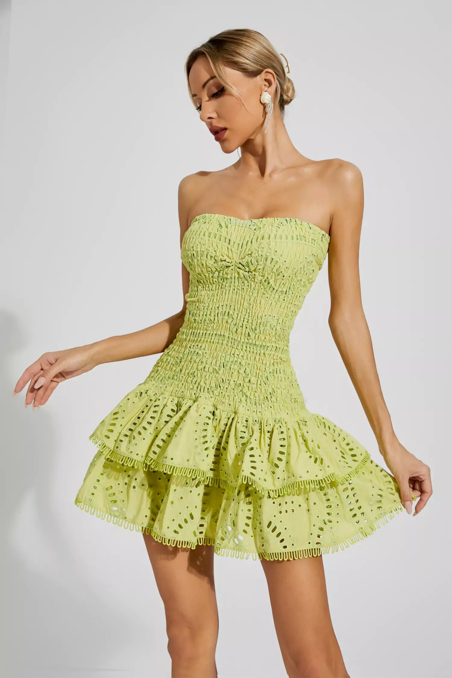 Marceau Ruffle Mini Dress In Green