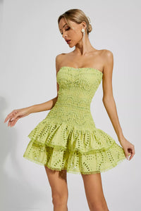Marceau Ruffle Mini Dress In Green