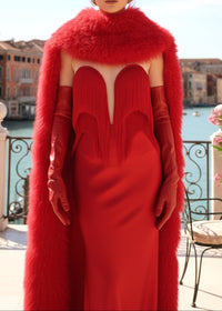 Styx Mesh Insert Tassel Maxi Dress In Red