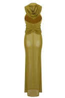 Kareem Hooded Mesh Backless Maxi Dress