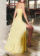 Alekos Strapless Sequin Ruffle Maxi Dress