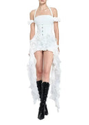 Chisato Halterneck Ruffled Draped Dress In White