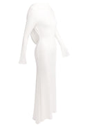 Fares Long Sleeve Backless Maxi Dress In White