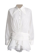 Lisandro Collar Ruffle Ruched Mini Dress