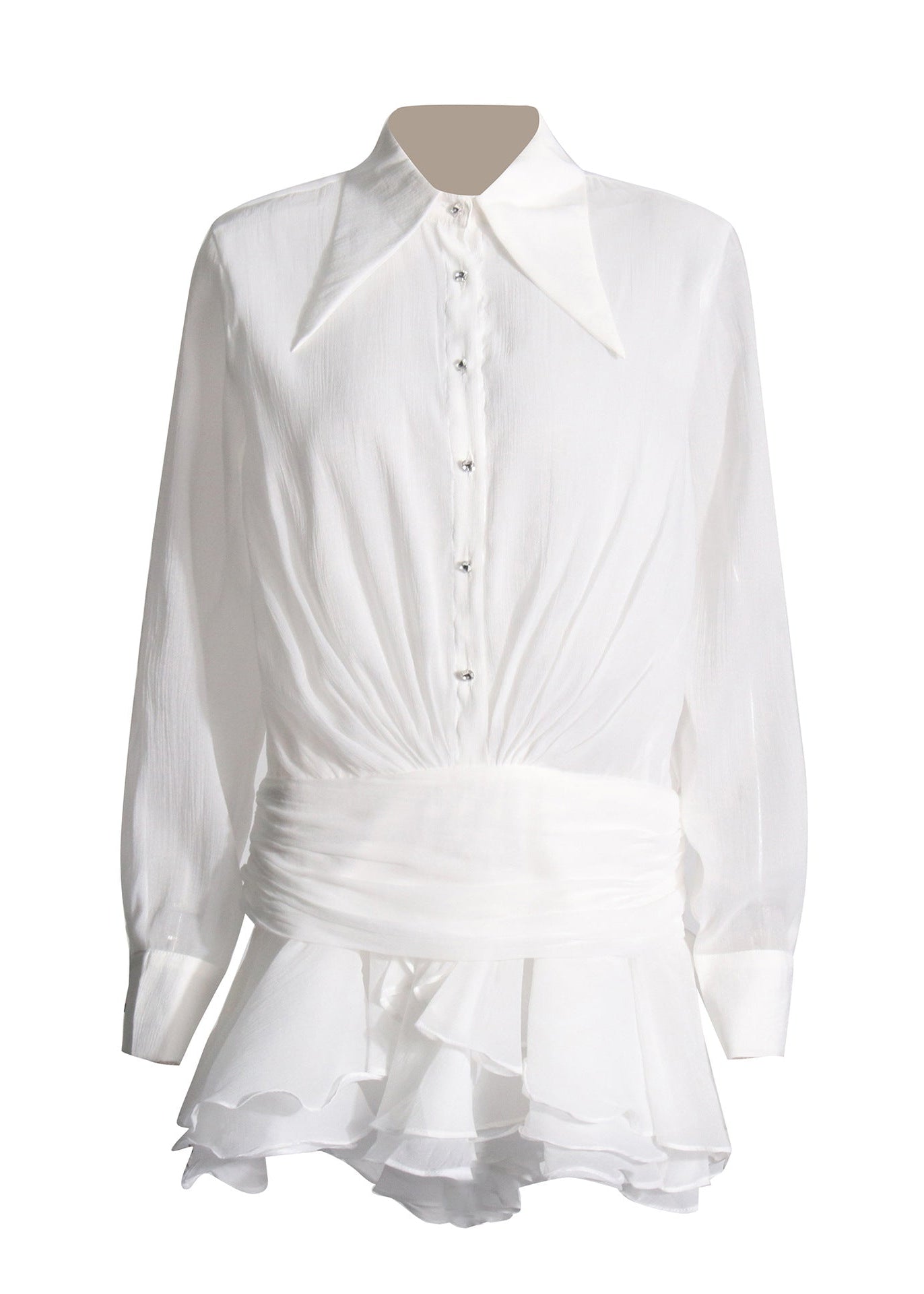 Lisandro Collar Ruffle Ruched Mini Dress