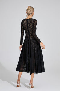 Eryndel Lace Long Sleeve Maxi Dress In Black