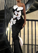 Mirzana Strapless Bow Detail Maxi Dress In Black