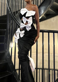 Mirzana Strapless Bow Detail Maxi Dress In Black