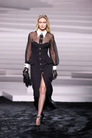 Rufus Mesh Buttoned Cardigan Maxi Dress