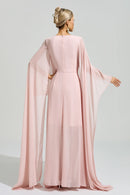 Fusca Pink Cape Sleeve Maxi Dress