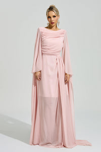 Fusca Pink Cape Sleeve Maxi Dress