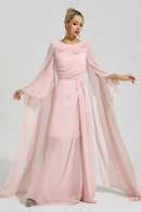 Fusca Pink Cape Sleeve Maxi Dress