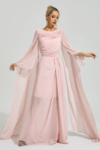 Fusca Pink Cape Sleeve Maxi Dress