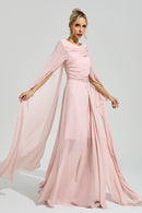 Fusca Pink Cape Sleeve Maxi Dress
