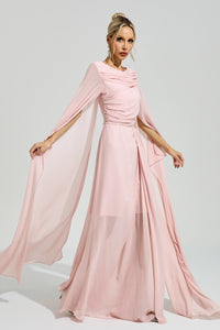 Fusca Pink Cape Sleeve Maxi Dress