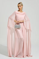 Fusca Pink Cape Sleeve Maxi Dress