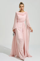 Fusca Pink Cape Sleeve Maxi Dress