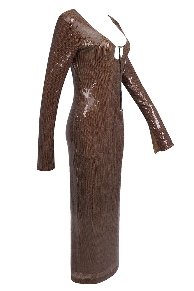 Louisa Brown Sequin Maxi Dress