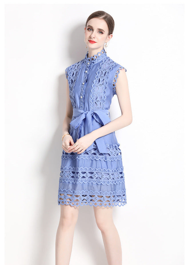 Emeline Blue Cutout Belted Mini Dress