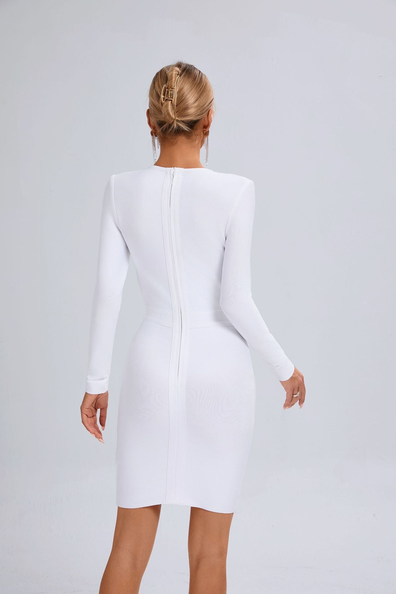 Kamyra Hollow Bandage Bodycon Mini Dress In White