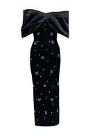 Eryndra Diamond Bandage Maxi Dress In Black