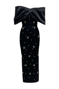 Eryndra Diamond Bandage Maxi Dress In Black